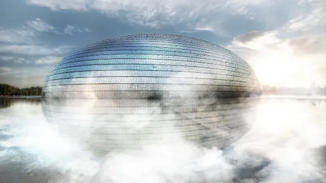 Ajman: Visualisierung des Wasser-Pavillons im Nebel